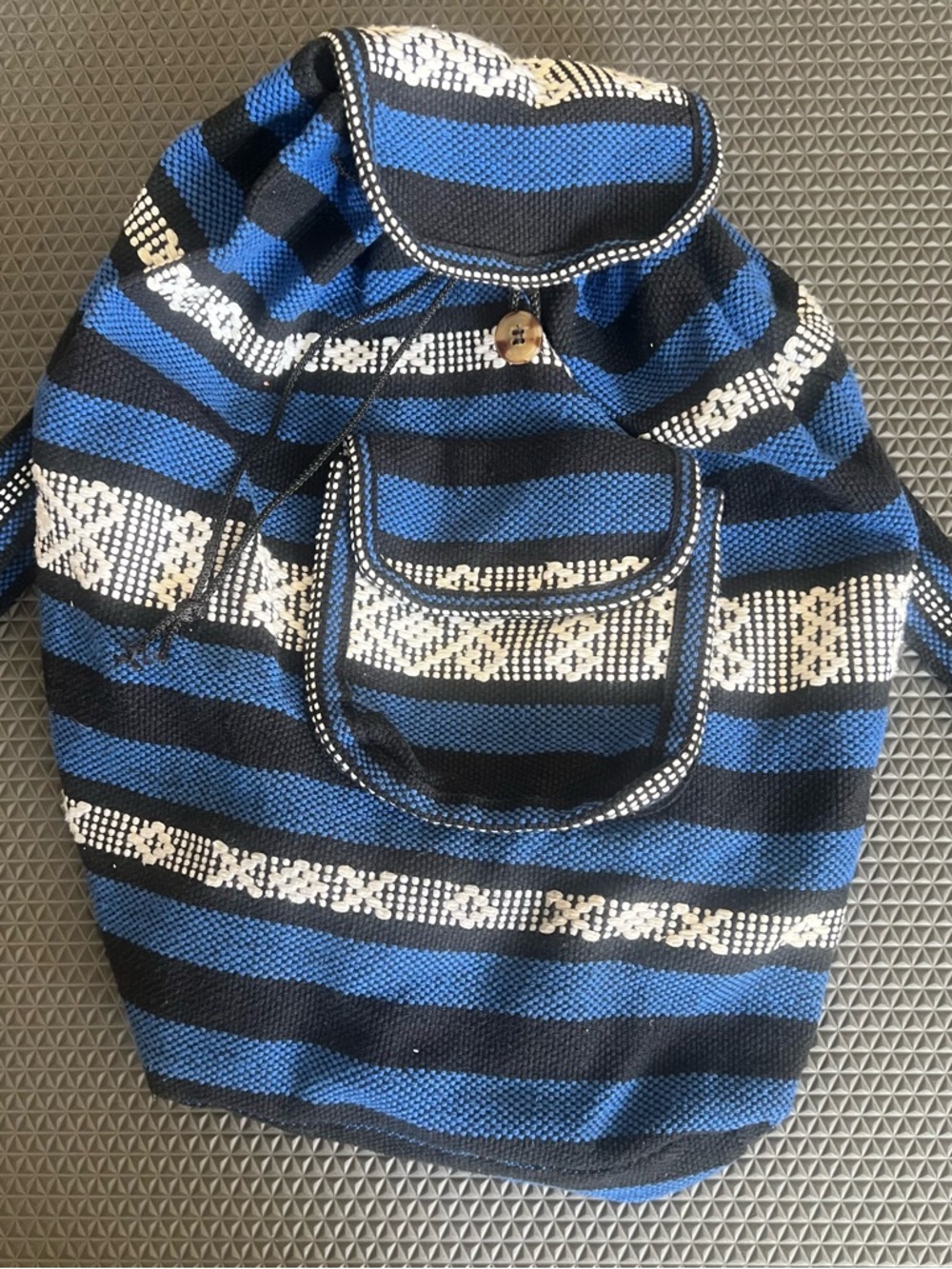 & Other Stories Blue, Black and White Woven Stripe Backpack